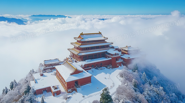 冬季旅游胜地武当山景区雪景概念图片