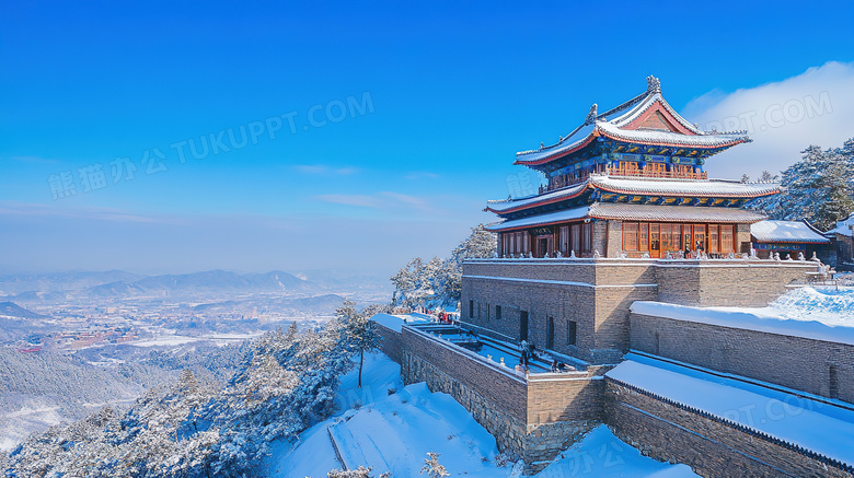 冬季旅游胜地武当山景区雪景概念图片