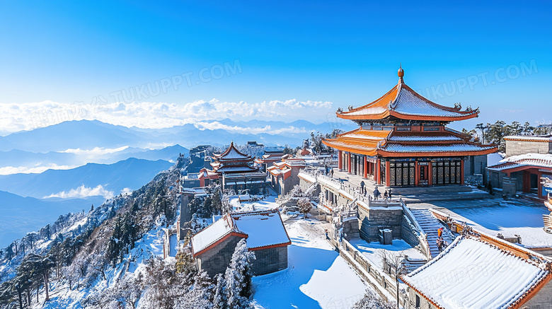 冬季旅游胜地武当山景区雪景概念图片