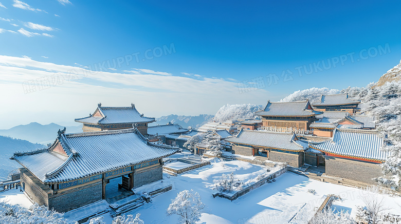 冬季旅游胜地武当山景区雪景概念图片