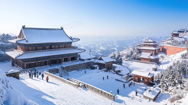 冬季旅游胜地武当山景区雪景概念图片