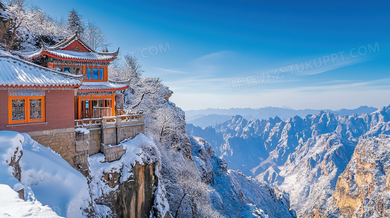 冬季旅游胜地武当山景区雪景概念图片