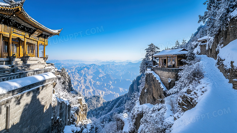 冬季旅游胜地武当山景区雪景概念图片