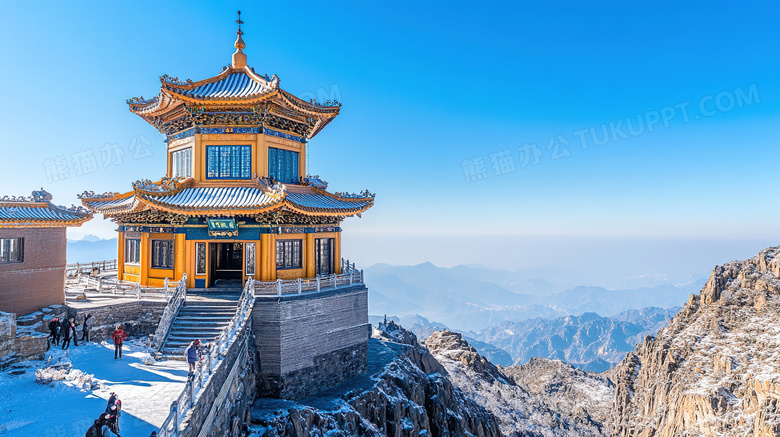 冬季旅游胜地武当山景区雪景概念图片