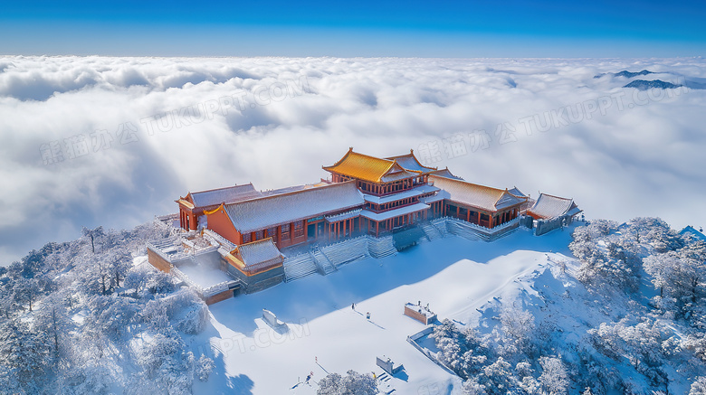 冬季旅游胜地武当山景区雪景概念图片