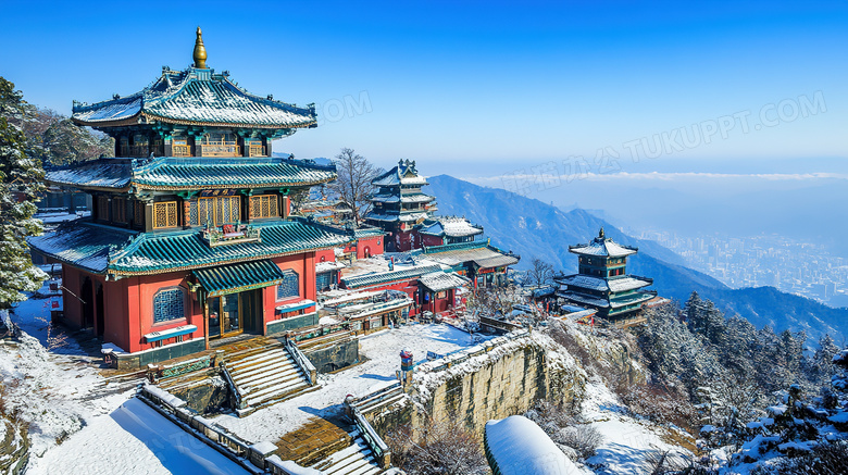 冬季旅游胜地武当山景区雪景概念图片