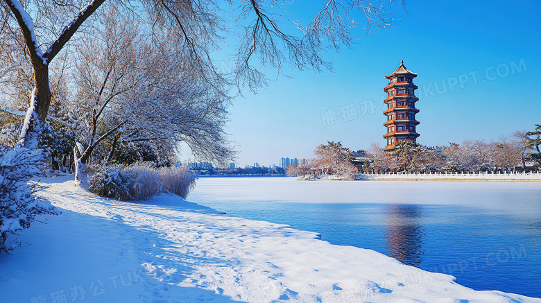 冬季旅游景区杭州西湖雪景概念图片