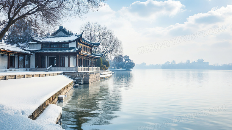 冬季旅游景区杭州西湖雪景概念图片