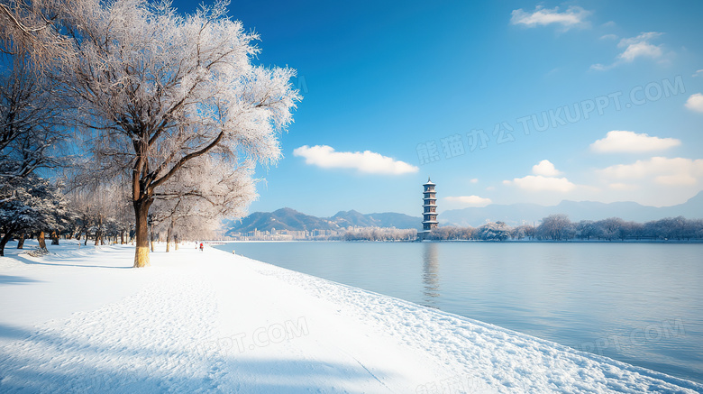 冬季旅游景区杭州西湖雪景概念图片