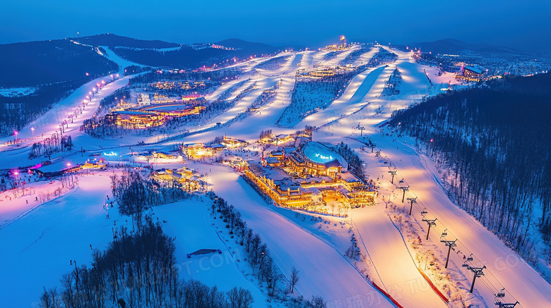 冬季旅游胜地亚布力滑雪场雪景概念图片