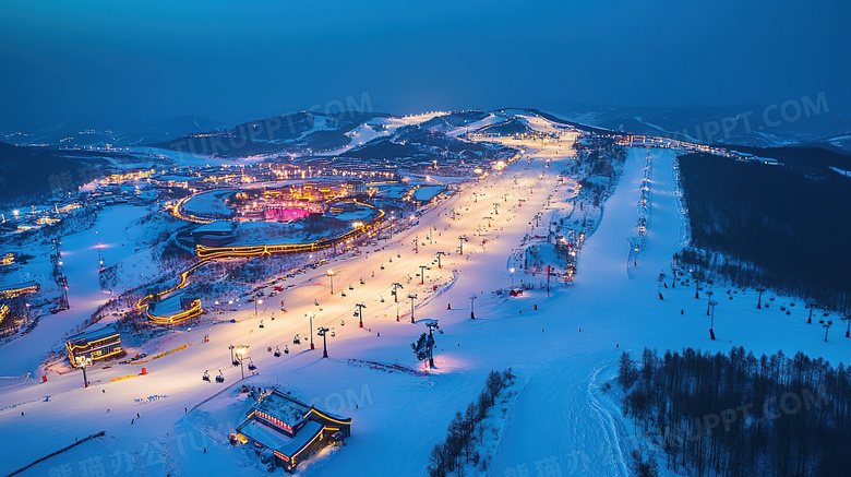 冬季旅游胜地亚布力滑雪场雪景概念图片