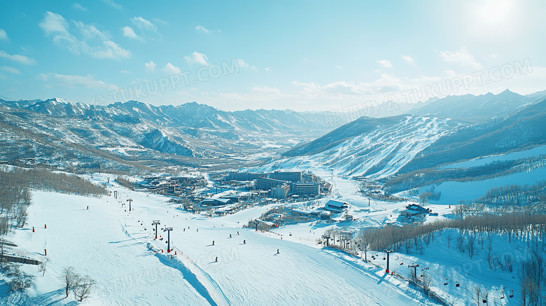 冬季旅游胜地亚布力滑雪场雪景概念图片