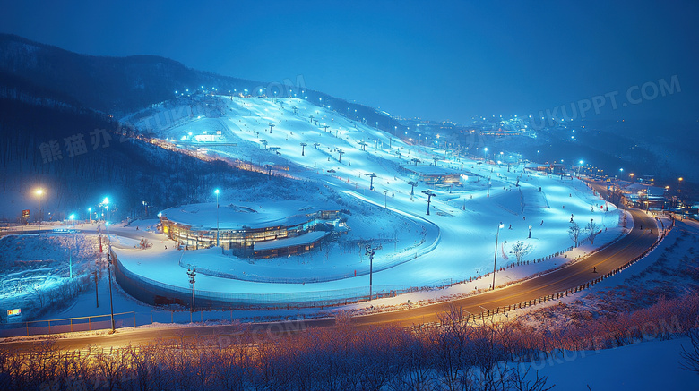 冬季旅游胜地亚布力滑雪场雪景概念图片