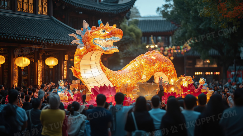 新年街上的龙形灯笼图片