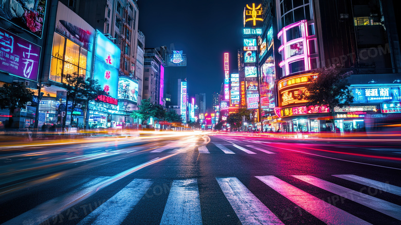 夜间城市夜景鸟瞰图图片