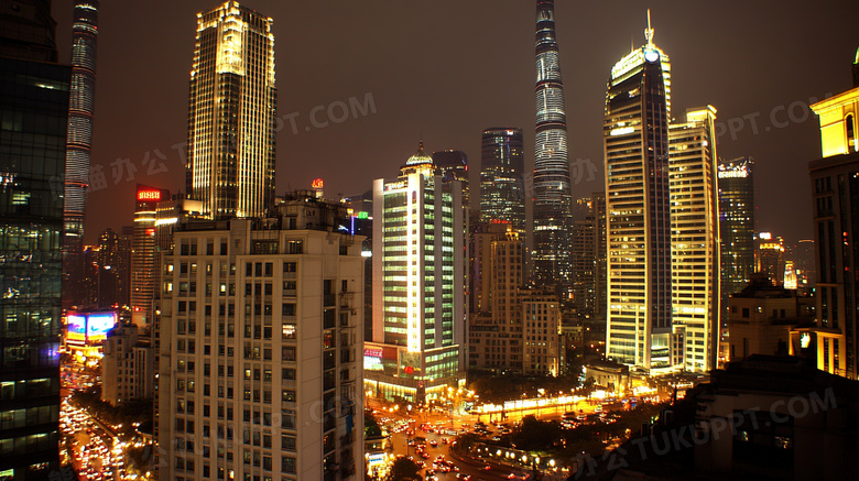 夜间城市夜景鸟瞰图图片