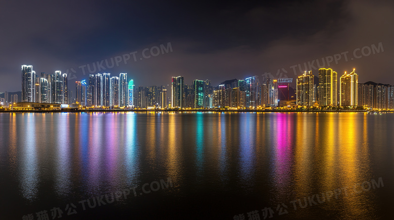 夜间城市夜景鸟瞰图图片