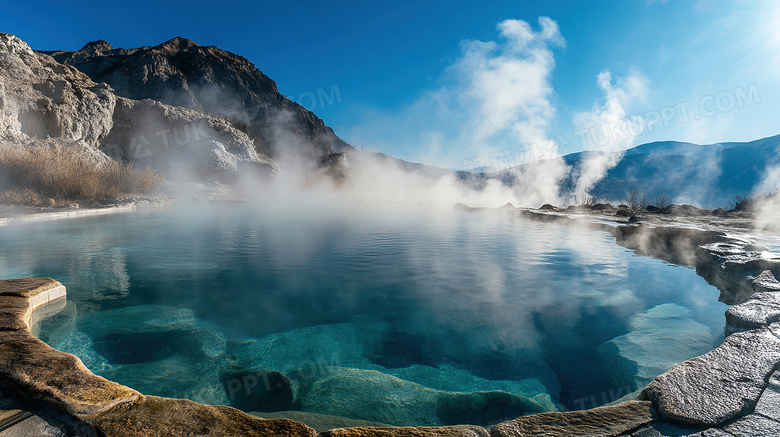 天然地热温泉泉水图片