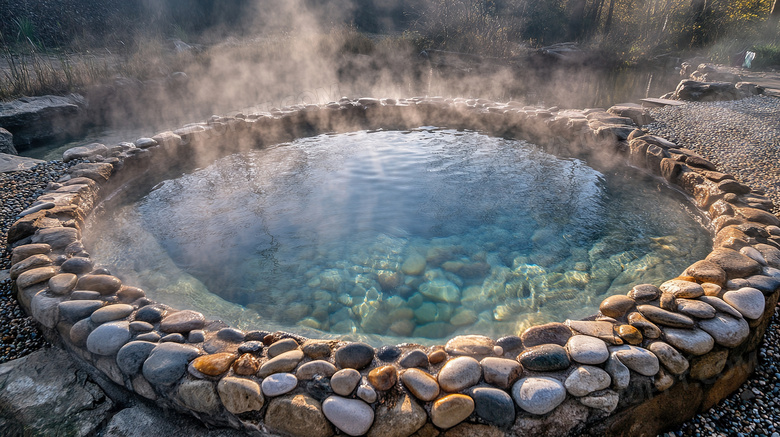 天然地热温泉泉水图片