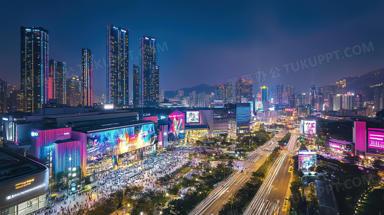 城市夜景广角角度图片