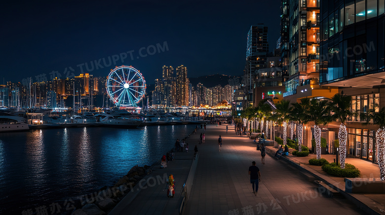 城市夜景广角角度图片