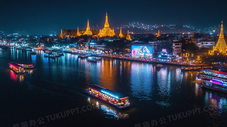 城市夜景广角角度图片