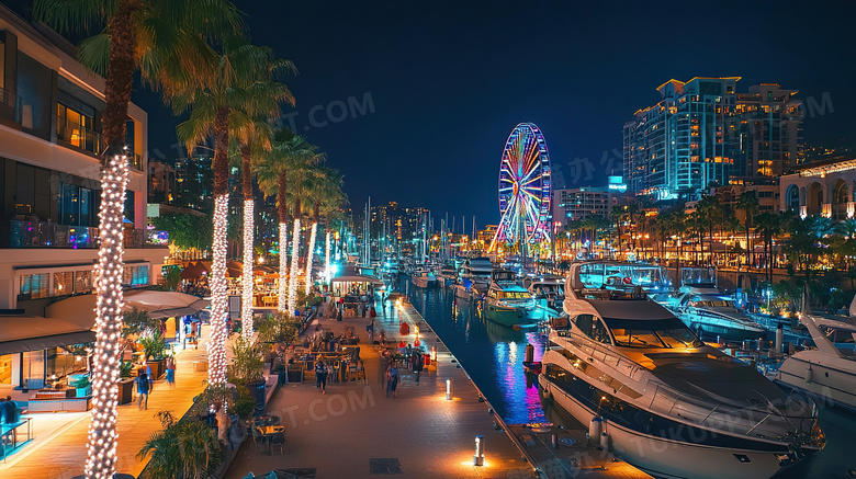 城市夜景广角角度图片