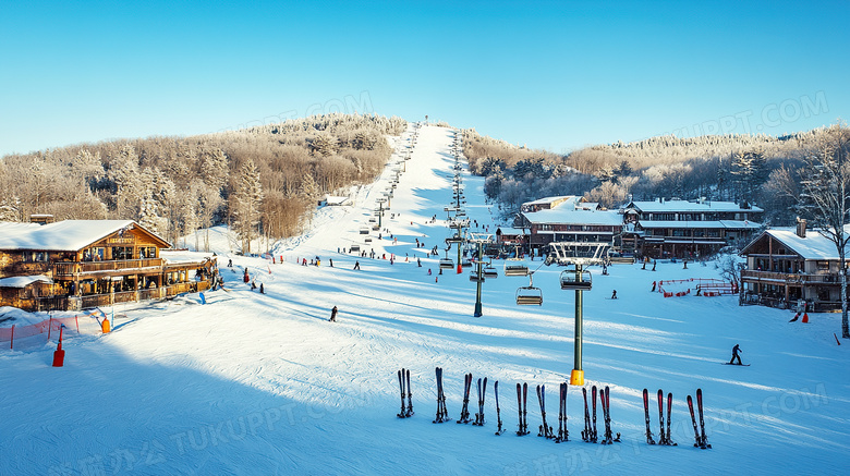 冬天滑雪场场景图片