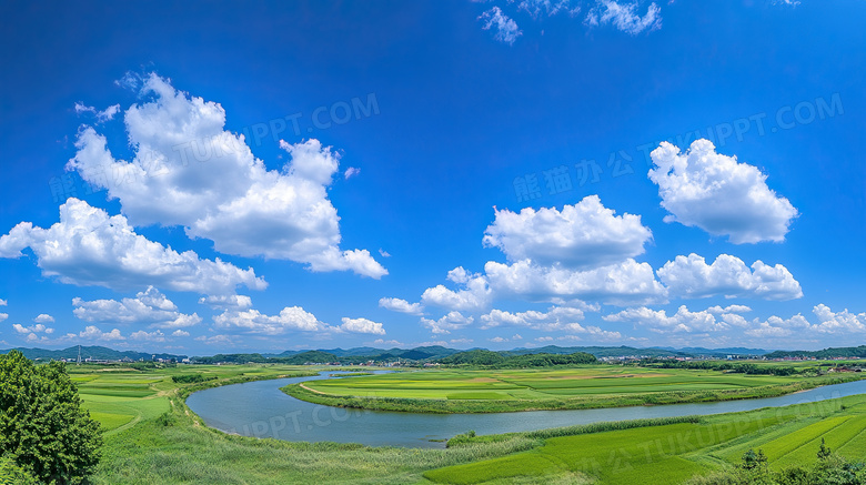 蓝天白云大草原风景图片