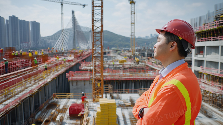 土木工程师在建筑工地工作图片