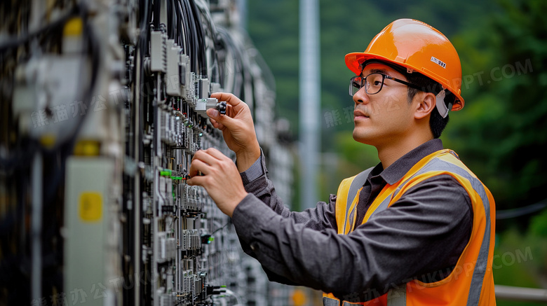 电气工程师在变电站工作图片