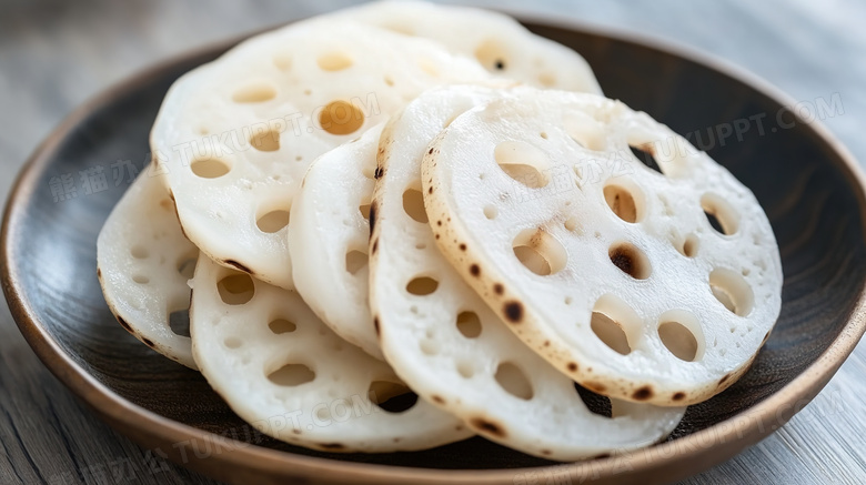 新鲜食物食材莲藕片图片