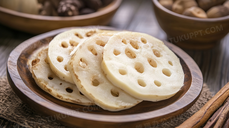 新鲜食物食材莲藕片图片