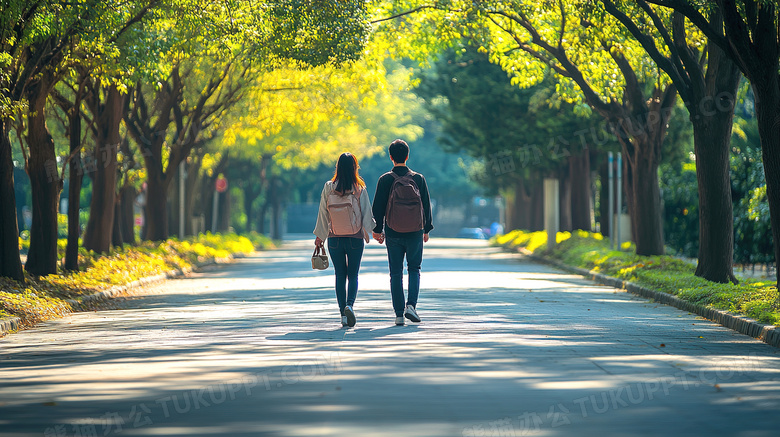 自然风景唯美林荫路图片