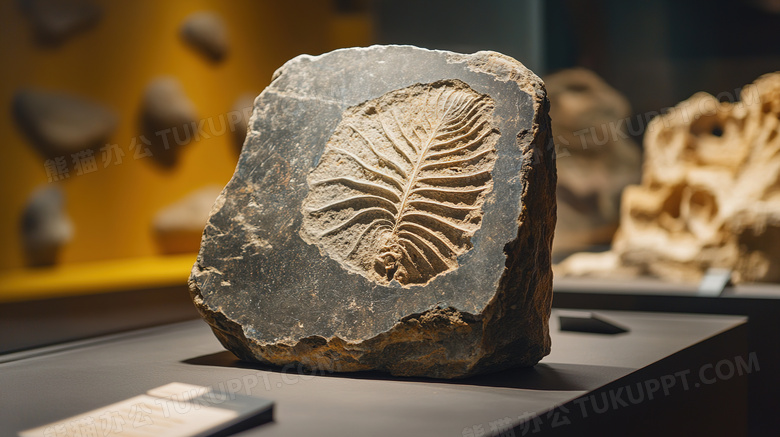 考古博物馆展出的小型生物化石图片