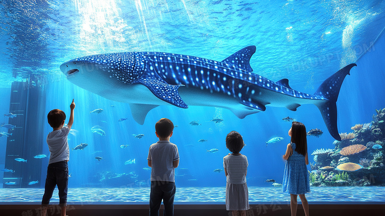 孩子参观海洋馆水族馆图片