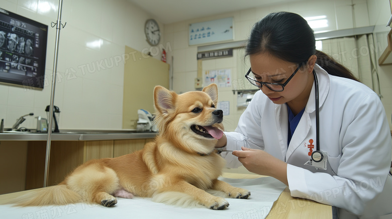 宠物医院兽医给宠物狗治病图片