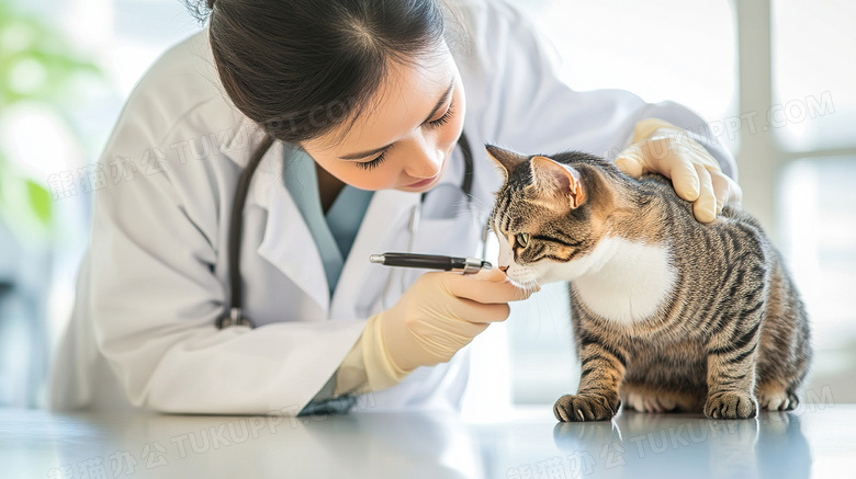 宠物医院兽医给宠物猫治病图片