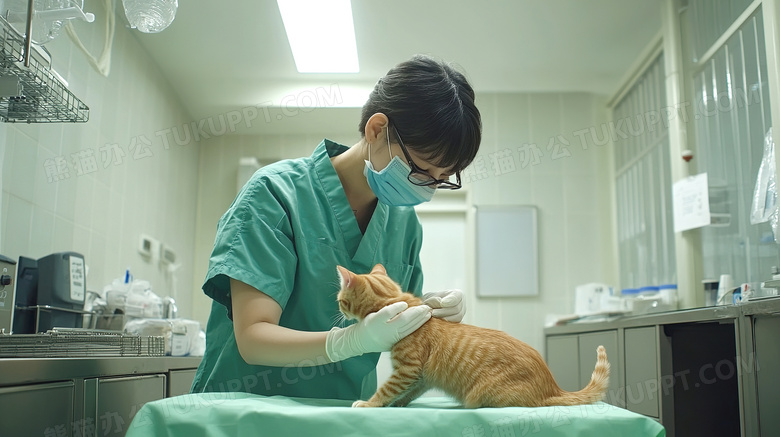 宠物医院兽医给宠物猫治病图片