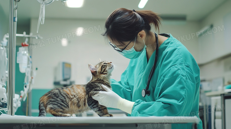 宠物医院兽医给宠物猫治病图片