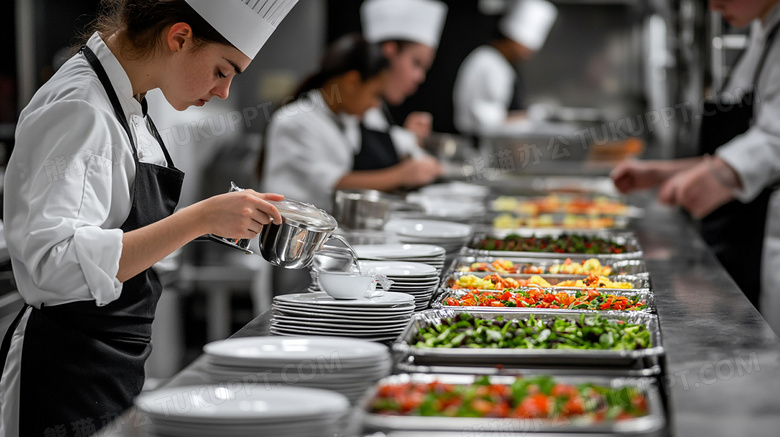 食堂用餐打饭图片