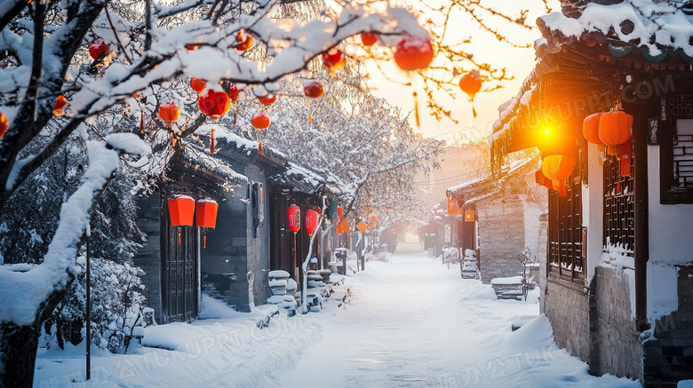 古镇冬天旅游风景图片