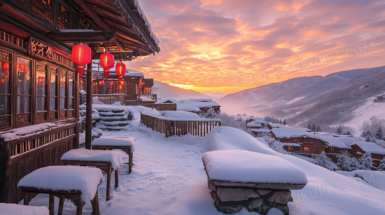 延吉小镇冬天旅游风景图片