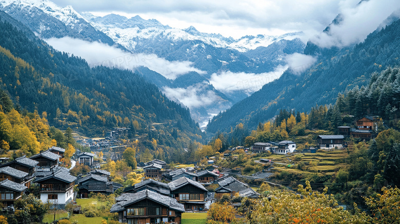 小镇冬天旅游风景图片