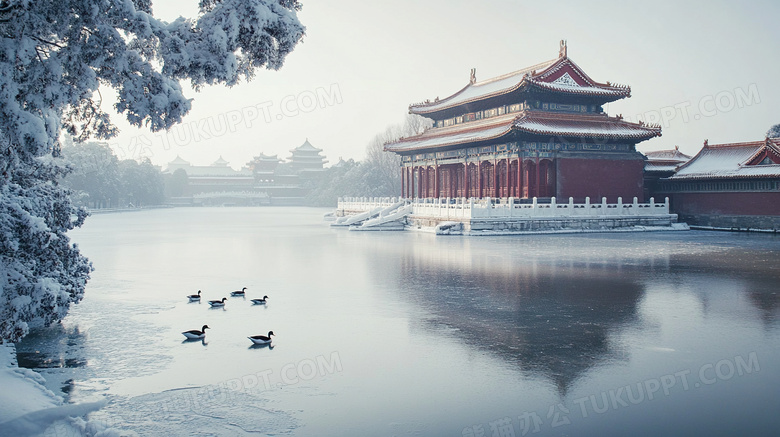 北京古建筑冬天旅游风景图片