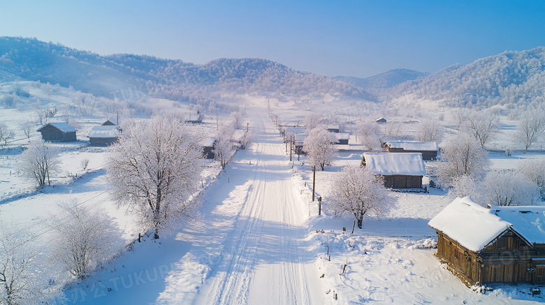 冰雪小镇冬季旅游风景图片