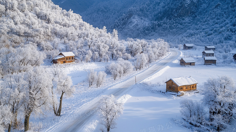 冰雪小镇冬季旅游风景图片