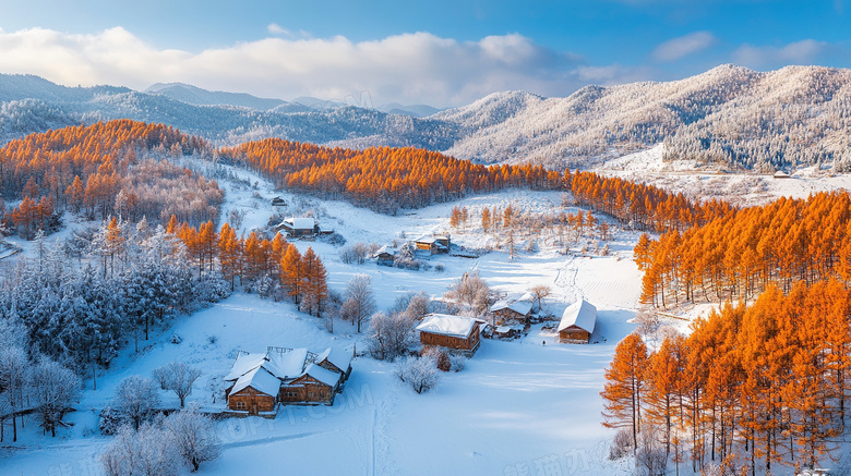 冰雪小镇冬季旅游风景图片