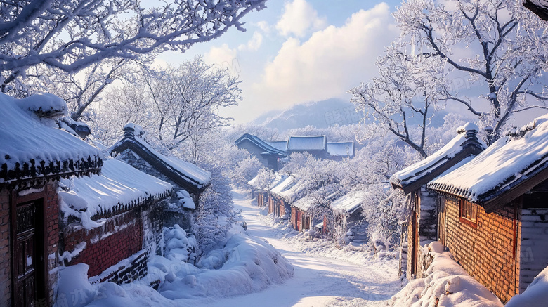 冰雪小镇冬季旅游风景图片