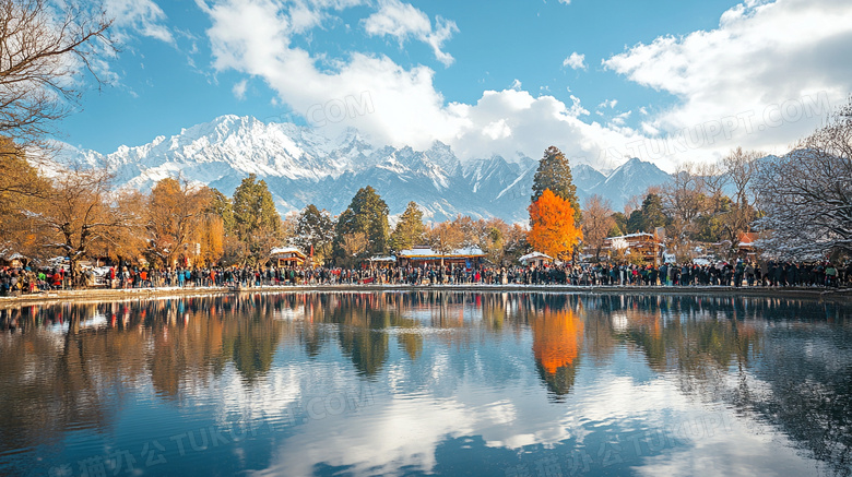 湖泊冬季旅游风景图片